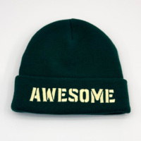 Bonnet tricoté personnalisé uni brodé avec revers, style streetwear, chaud pour l'hiver