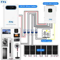 Système d'énergie solaire hybride 6KW avec batterie au lithium MPPT, onduleur à onde sinusoïdale pure, kit tout compris TUV SGS pour