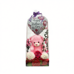 Set de Regalo de Osito de Peluche Ella Bears de 20 Pulgadas, Regalo para el Día de la Madre con Globo y Flores - Product Image 1
