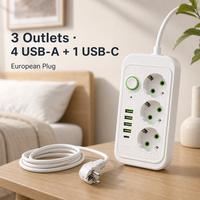 Multiprise sur mesure aux normes européennes, 3 prises, double 10A, avec rangement rotatif pour câbles et ports USB