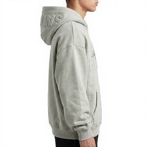 Sudadera con Capucha Personalizada OEM, 400GSM, Algodón Grueso, con Relieve 3D, Talla Grande, para Hombre, con Botones a Presión, Estilo Urbano - Product Image 1