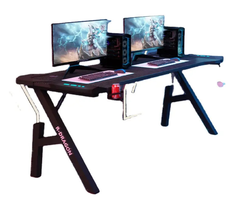 competition racing game desk rgb led gaming computer table for gamer