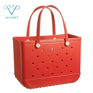 New Customization Candy Solid Silicone tote Bags Large size Women EVA Waterproof Beach Bag