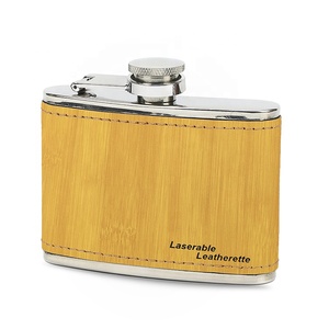 Mini bouteille d'<span class=keywords><strong>alcool</strong></span> en similicuir acier inoxydable, personnalisée, cadeau pour garçons d'honneur, en cuir Pu gravé au Laser, flacon de voyage 4oz - Product Image 5