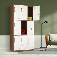 Vente chaude casier de rangement vertical en acier à 9 portes avec serrure à clé pour armoire de rangement de vêtements de bureau ou d'école