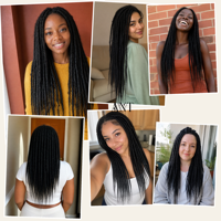 Estensioni di Capelli Sintetici Texturizzati Dreadlocks Realistici Pre-Looped per Trecce all'Uncinetto, Nu Locs Grezzi, Twist Hair per Donne e Ragazze