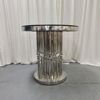 Mesa redonda de acero inoxidable plateado de lujo a precio de fábrica para hoteles, eventos, fiestas y bodas.