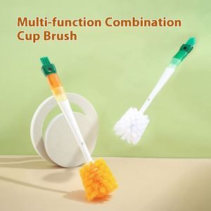 Upgraded 5-in-1 Household Multifunctional Plastic Cup <b>Brush</b> Long Handle Carrot & Bottle <b>Cleaning</b> Creative Design - Product Image 3
