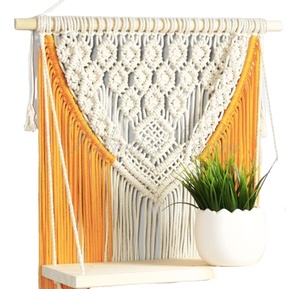 Jaune Blanc Macramé Étagère Suspendue - Product Image 2