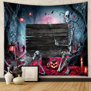 Nuevo <span class=keywords><strong>Tapiz</strong></span> Tejido Aubusson con Estampado de Halloween, Diseño de Cielo Nocturno de Terror, Luna Llena, Cementerio y Calabaza de Dibujos Animados, para Habitación de Niños - Product Image 6