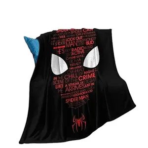 Schwarze personal isierte Decke Red SpiderMan Design Polyester Mikro faser Decke Custom Großhandel Large Size Sublimation Filz