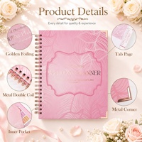 Agenda de mariage personnalisé A4 rose de luxe avec couverture en papier, impression couleur spirale, pour organisation de mariages chrétiens 2026 2027, avec boîte