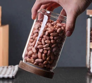 Tarro de almacenamiento de vidrio ecológico de varios tamaños personalizado, cubierta de madera de acacia, cocina, tarros de té transparentes de alto borosilicato de gran capacidad - Product Image 2