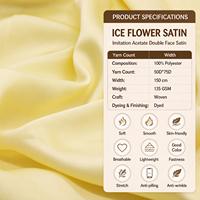 Tissu satiné imitation acétate Ice Flower, double face, 100% polyester, 135 GSM, pour robe Cheongsam pour femmes