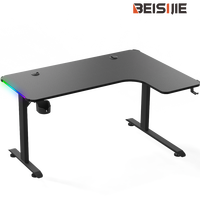 Table de jeu e-sport personnalisée Beisijie, bureau en forme de L avec éclairage RVB, bureau d'ordinateur pour joueur, coin en option, mobilier de bureau