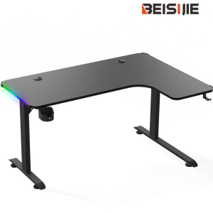 Table de jeu e-sport personnalisée Beisijie, bureau en forme de L avec éclairage RVB, bureau <span class=keywords><strong>d</strong></span>'ordinateur pour joueur, coin en option, mobilier de bureau - Product Image 1