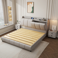 Multifunktionales Schlafzimmermöbel Weiches Master-Schlafzimmer mit Safe Leder-Kingsize-Bett Luxuriöses Modernes Doppelbett mit Stauraum