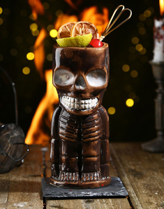 Tazas Tiki de cerámica pintadas a mano con acabado antiguo, estatua de bruja personalizada, fabricante de tazas Tiki OEM - Product Image 2