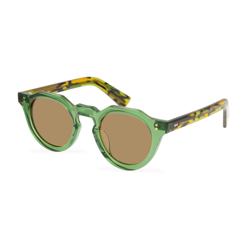 Monture verte avec verres marron