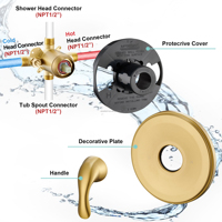 Système de douche thermostatique de luxe en laiton poli doré avec bec de baignoire, vanne NPT 1/2, pour projets hôteliers