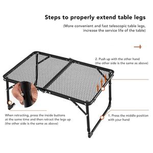 <span class=keywords><strong>Table</strong></span> de cuisson pliable d'extérieur légère <span class=keywords><strong>avec</strong></span> <span class=keywords><strong>pieds</strong></span> antidérapants, réglable en hauteur, <span class=keywords><strong>avec</strong></span> plateau en maille - Product Image 3