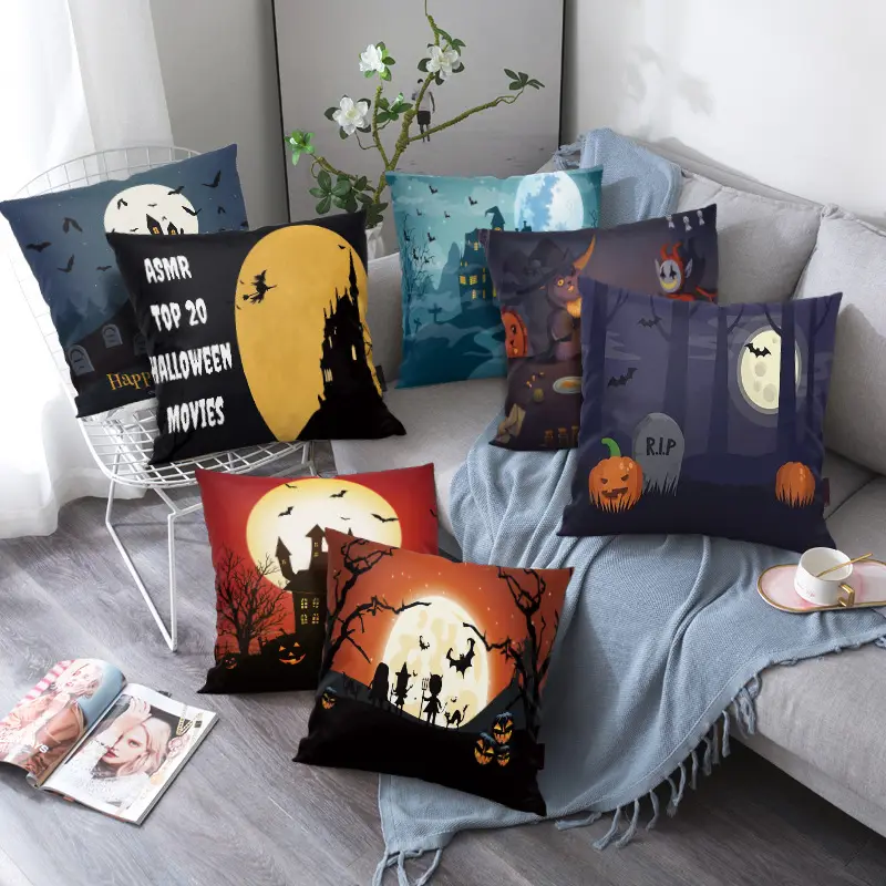 Sarung bantal sofa kustom murah Halloween rumah dekorasi sarung bantal lempar liburan