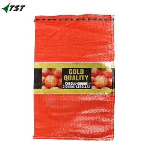 Filet d'emballage de fruits de pomme de terre d'oignon rouge Sacs Taille et couleur personnalisées Sac en maille Leno tissé en PP avec cordon de serrage