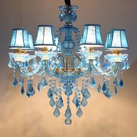 Candelabro de cristal moderno de estilo europeo azul cielo estilo Simple, adecuado para el hogar sala de estar dormitorio salón de banquetes Hotel cristal