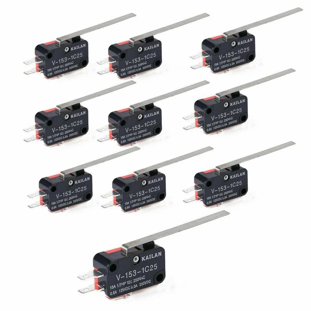 Electrical Micro Switches V-153-1C25 Limit Switch Long Straight Hinge Lever Type SPDT Switch for Instrument Measure
