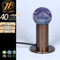 Lampe de table moderne de luxe en céramique et acier allié, LED DC, écologique, avec commande tactile, abat-jour en cristal minéral naturel, intensité variable, à piles, lumière chaude