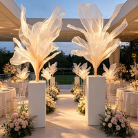 Fleur artificielle géante en organza de soie faite à la main et personnalisée pour la décoration de table de mariage, toile de fond de scène pour accessoires d'événements de mariage