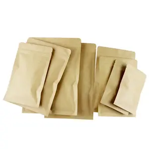 Zipper Lock Bags in Stock 3 Side Seal Custom Food Kraft Paper Gravure Printing Disposable Small Mini Kraft Paper 6 X 10 Accept
