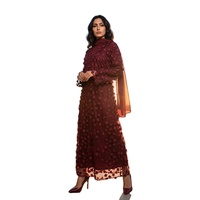 En stock – Nouvelle collection 2026 : Abaya de luxe respirante pour femme, style modeste, en dentelle unie, pour mariage et Aïd, avec hijab intégré – Printemps/Automne
