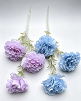 Fleurs en soie de qualité supérieure, design moderne à 3 têtes, pour la fête des mères, décoration de la maison et du salon