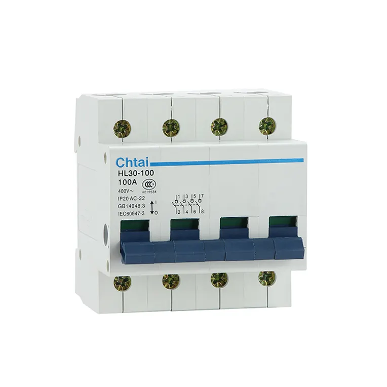 Chtai vendita calda 4 fasi sezionatore interruttore tipo di isolatore principale elettrico interruttore automatico HL30-100 4 P 200A cambio sopra MCB