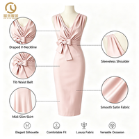 Robes crayon à nœud papillon pour femmes, décontractées, élégantes, unies, vêtements de travail féminins, tenue de bureau, carrière, robe formelle pour femmes