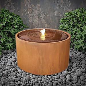 Rideau rond en acier Corten Garden Zen <span class=keywords><strong>Fontaine</strong></span> cascade résistante aux intempéries Design Feng Shui Décoration extérieure en acier rouillé - Product Image 1