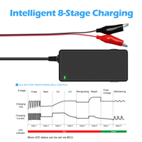Chargeur intelligent 12V 3A pour batteries au plomb (SLA, AGM, Gel, LTV) avec fonction de réparation par impulsions et maintien de charge, compatible MCU