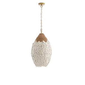 Pendant <strong>Light</strong> Handwoven Rattan Fringe Ceiling Lamp <strong>Boho</strong> <strong>Style</strong> Hanging <strong>Light</strong> for Bedroom Living Room Home Decor - Product Image 4