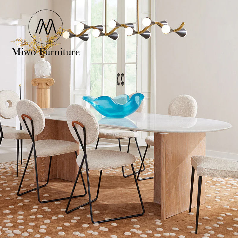 Luxury Modern Home Dining Table Set Solid Wooden Rectangle Table