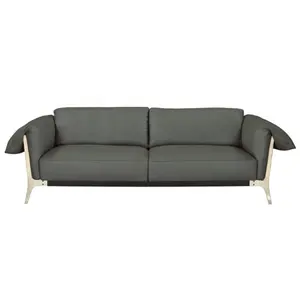 China Luxury All Matte Leather Sofas Three-seat Genius Leather Sofa Living Room Furniture Modern Sofa