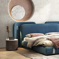 Lit King Size Moderne de Luxe Nordique et Italien, Cadre en Bois Massif, Lit Double Durable pour Villa
