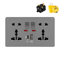 Enchufes Eléctricos Estándar Británico de Doble Salida, Puertos Tipo-C de 18W con Carga Rápida, Enchufe de Pared USB Universal para PC PANEL UK 13A