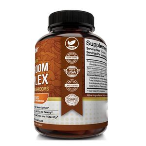 Extrait de champignon de queue de dinde de marque privée, supplément de cerveau rouge Reishi Nootropics 1500mg, Capsules souples de champignon de crinière de lion - Product Image 3