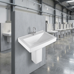 Vasque en céramique Vistaar Lotus à demi-pied pour salle de bain et cuisine, lavabo rond en porcelaine, articles sanitaires - Product Image 5