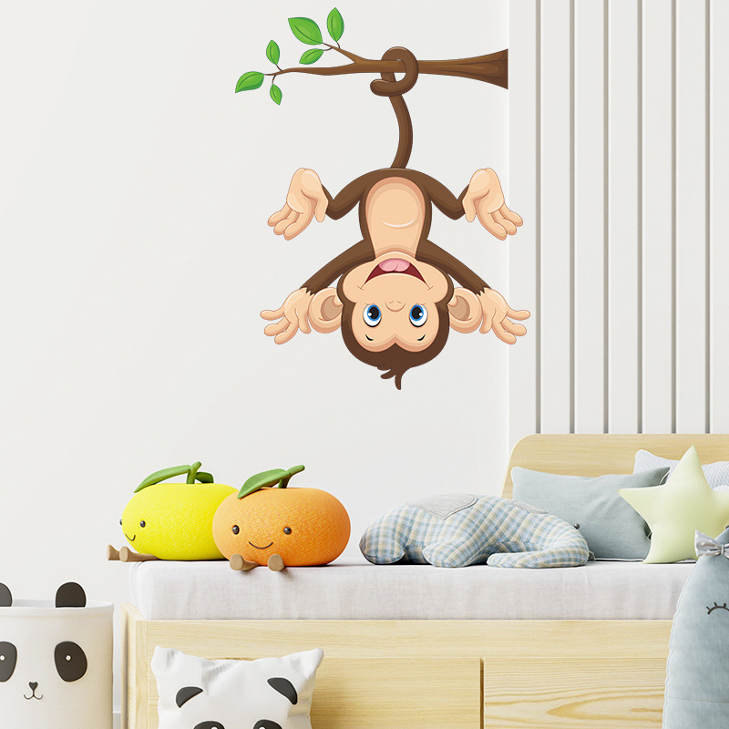 Stickers Muraux Animaux Forêt Arbre Autocollant Mural Lion éléphant singe Décoration Murale Chambre Bébé Pépinière Enfant - Maison