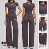 Ensemble de vêtements de sport personnalisés en tissu brossé super doux 3 pièces, short à manches courtes, pantalon droit, vêtements de sport, yoga, gym, entraînement