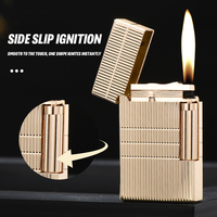 Accessoires pour fumeurs : Briquet à flamme nue en métal personnalisé avec meule, rechargeable au butane, idéal pour cadeau d'affaires