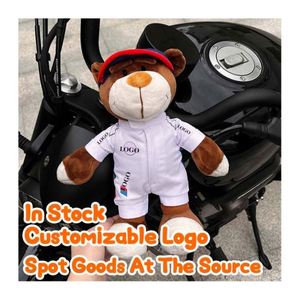 Handsome Plush Teddy <b>Bear</b> Stuffed Animal Toy with <b>Bear</b> Car Logo Perfect Gift for Motorcycle Helmet Enthusiasts - Product Image 2