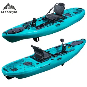 Bateau à pédales kayak de pêche avec système de gouvernail 10 pieds assis sur le dessus kayak bateau de pêche